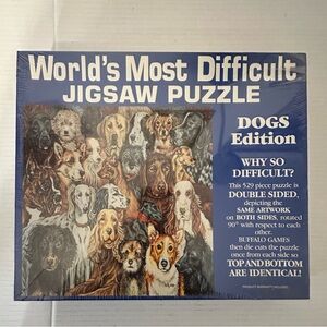 Buffalo 529 Piece World's Most Difficult Puzzle Dogs Double Sided 15x15 Vintage